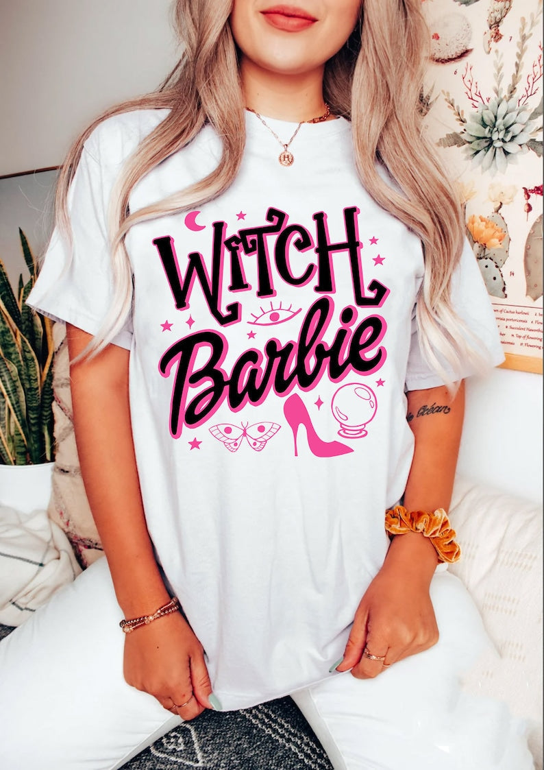 Witch Barbie Letter Print T-shirt