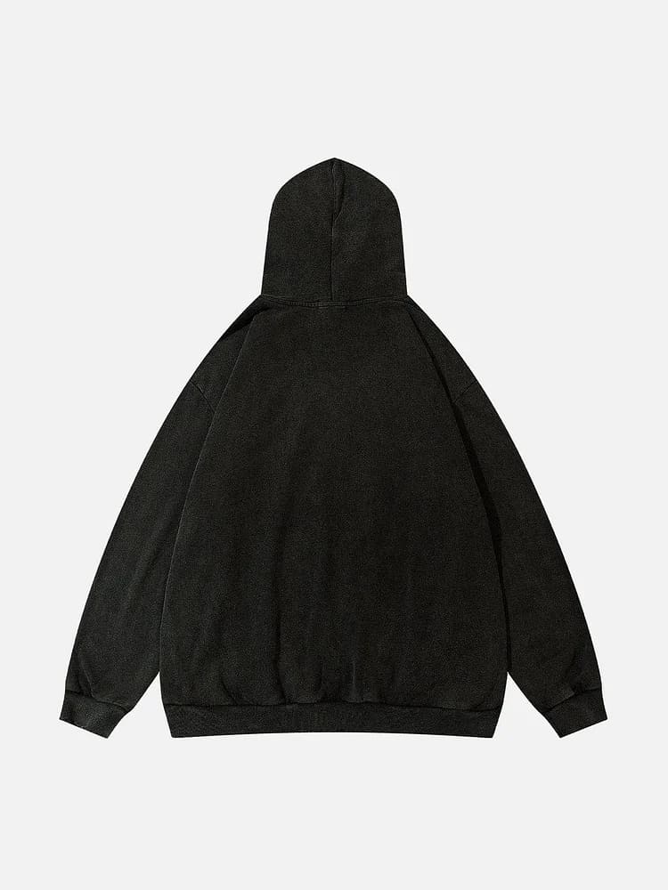 Casual Patchwork Tooth Washed Hoodie