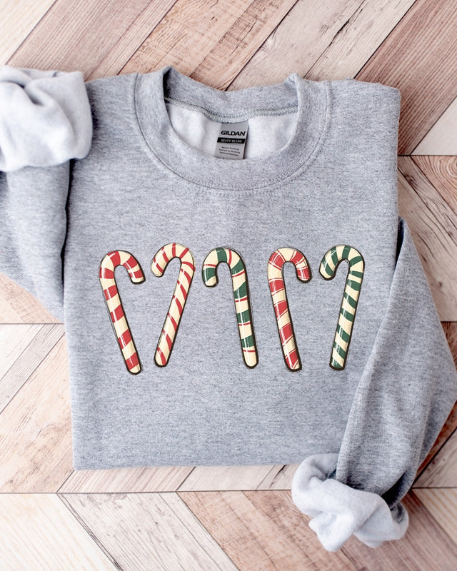 Candy Cane Sweatshirt, Vintage Comfort Sweatshirt