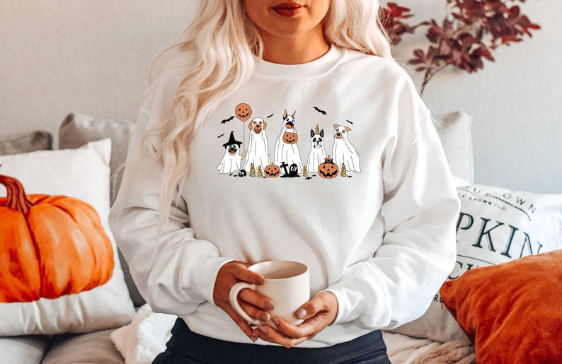 2023 Happy Halloween Ghost Dog Sweatshirt