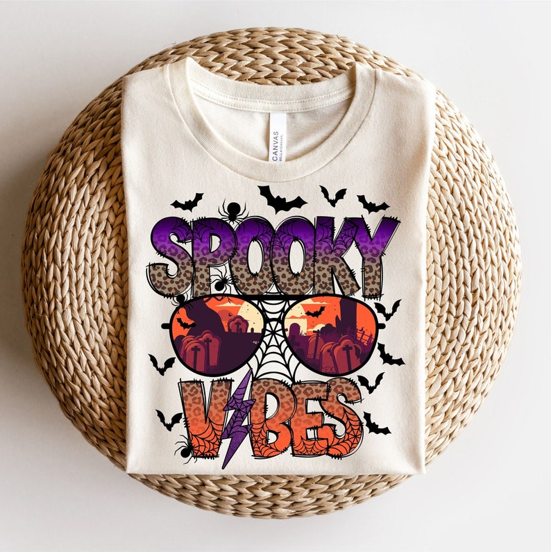Spooky Vibes Halloween Leopard Print T-shirt