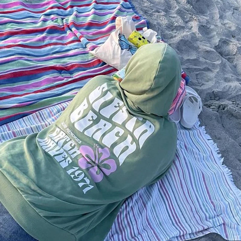 SIESTA BEACH CATCH WAVES 1971 Print Casual Hoodie