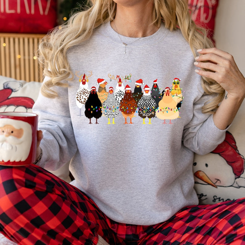 Chicken Christmas Lights Sweatshirt