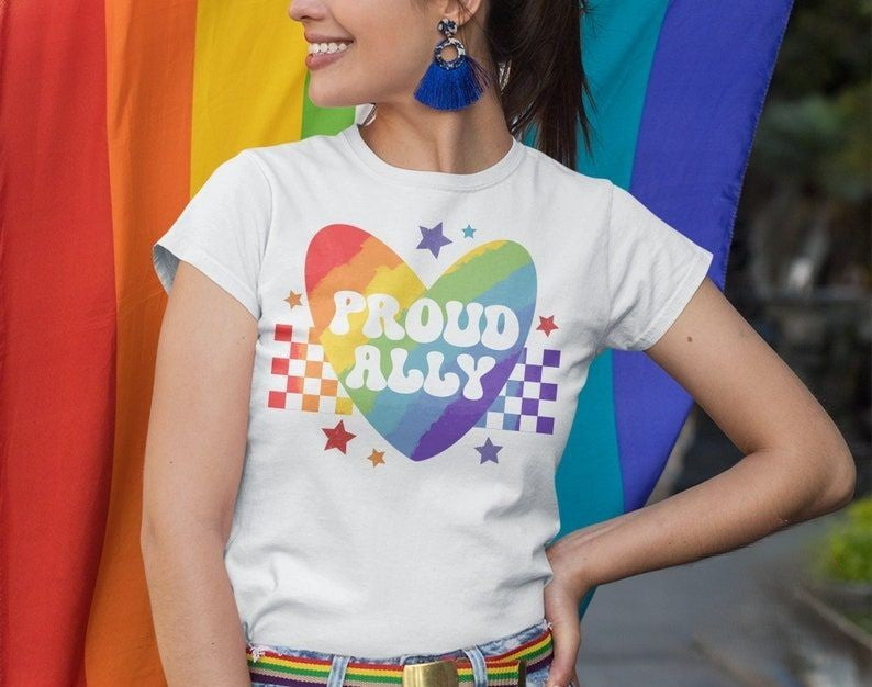Proud Ally Rainbow Heart T-shirt