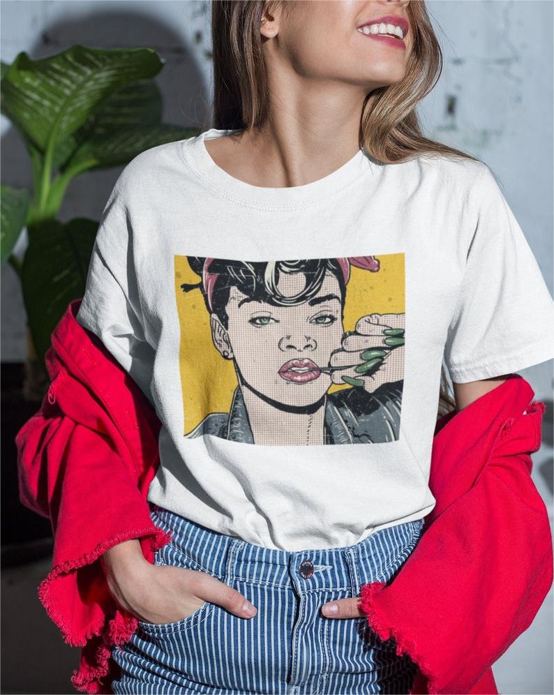Rihanna Cartoon Short Sleeve T-shirt