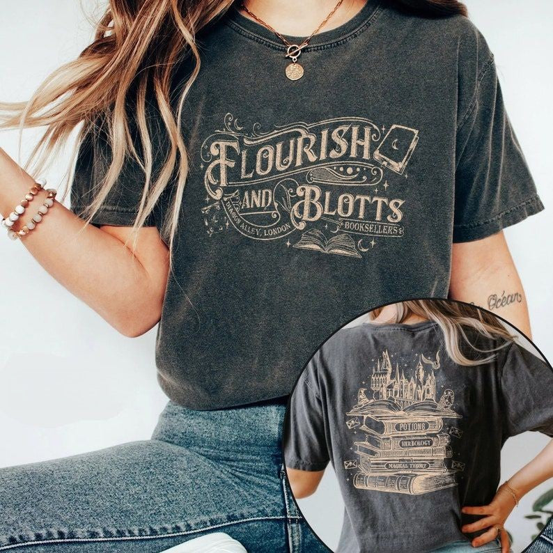 Flourish Blotts 2 Side Print T-shirt