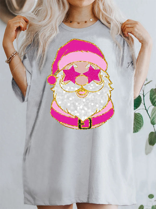 Santa with Pink Sunglasses Trendy T-shirt