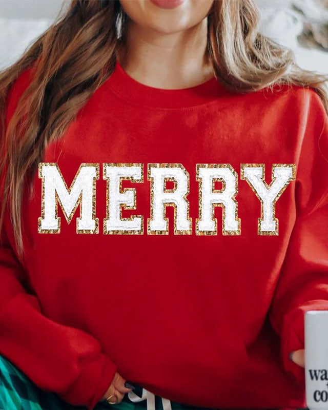Chenille Patch Christmas Sweatshirt