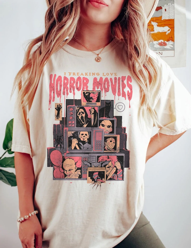 Retro Horror Movies Halloween T-shirt