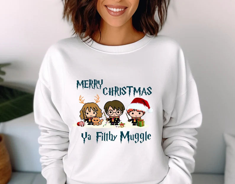 Christmas Ya Filthy Muggle Wizard Book Sweatshirt