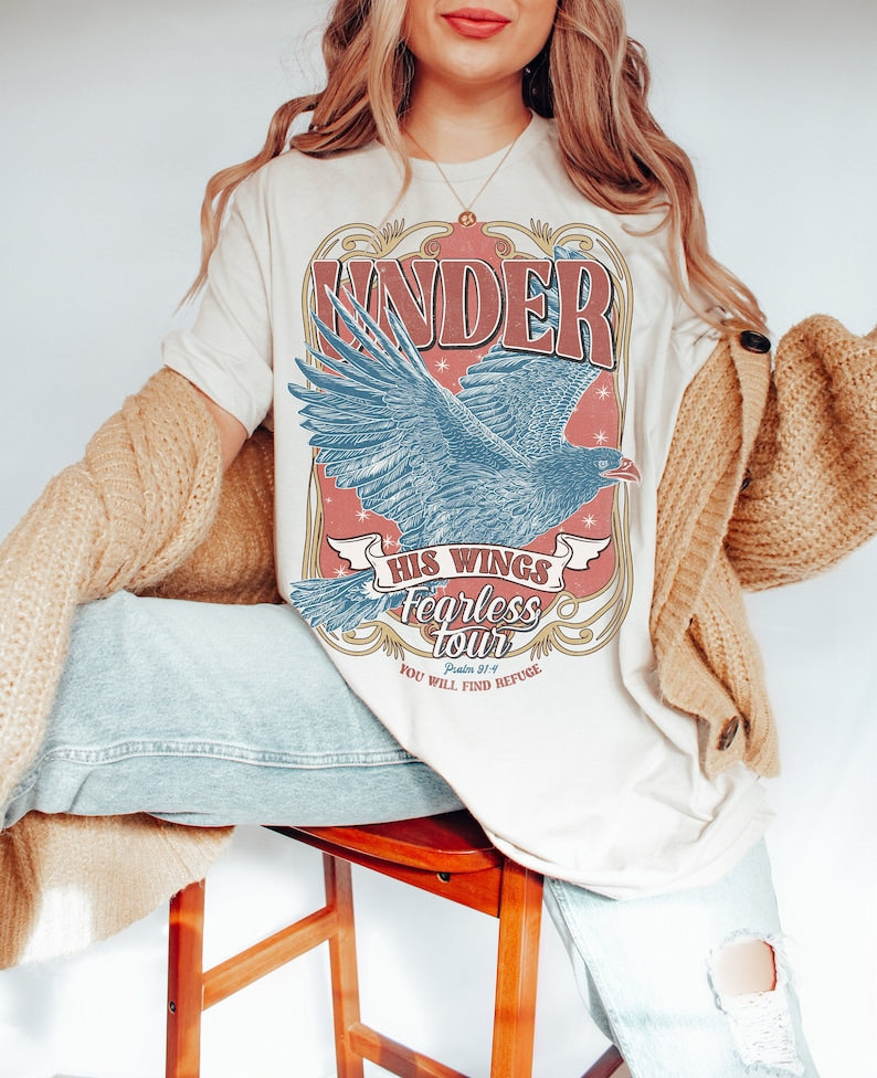 Boho Faith Under His Wings T-shirt