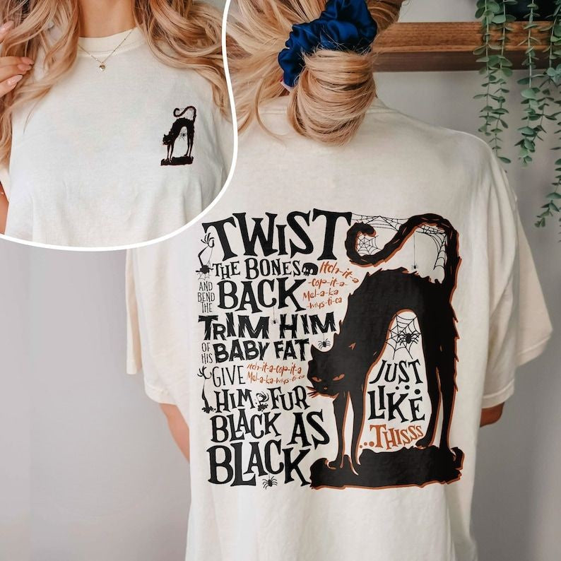 Twist The Bones Cat Halloween T-shirt