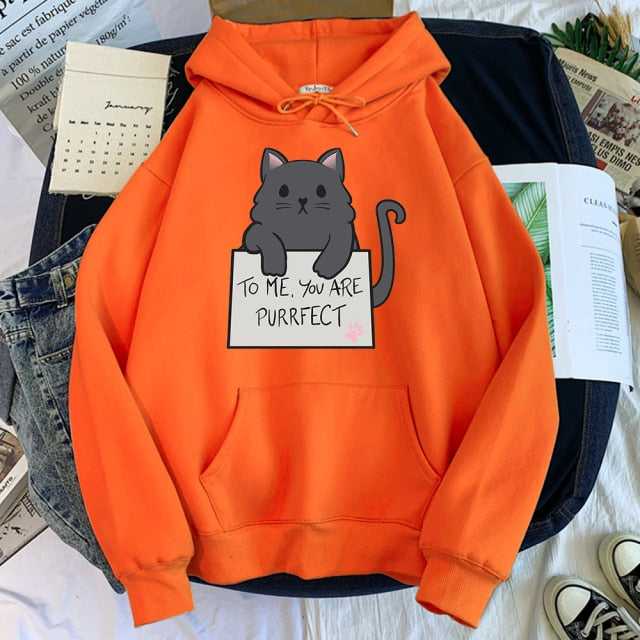 You Are Purrfect Cartoon Cute Cat Hoodie