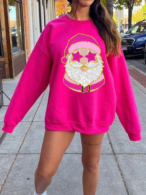 Santa with Pink Sunglasses Trendy Sweatshirt