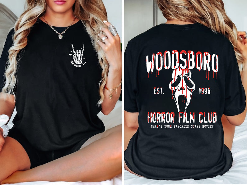 Woodsboro Horror Film Club Double Sided T-shirt